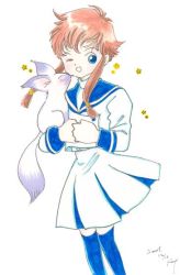 Rule 34 | angelic layer, blue eyes, brown hair, school uniform, serafuku, suzuhara misaki