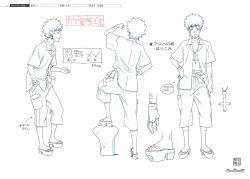 Rule 34 | 1boy, bakemonogatari, blouse, character sheet, cross, from side, highres, inverted cross, male focus, monogatari (series), multiple views, official art, open clothes, open shirt, oshino meme, production art, production note, scan, shirt, simple background, white background, zip available