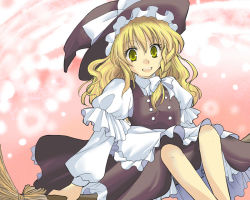 Rule 34 | 1girl, bad id, bad pixiv id, blonde hair, braid, broom, broom riding, female focus, hat, itte2, kirisame marisa, solo, touhou, witch, witch hat, yellow eyes