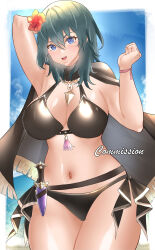 Rule 34 | 1girl, absurdres, bikini, breasts, byleth (female) (fire emblem), byleth (female) (summer) (fire emblem), byleth (fire emblem), cleavage, fire emblem, fire emblem: three houses, fire emblem heroes, genm7, highres, large breasts, nintendo, short hair, solo, swimsuit, tagme, wide hips