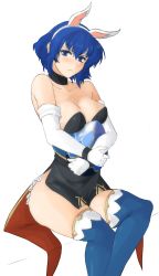 Rule 34 | 1girl, animal ears, ass, bandana, bare shoulders, blue eyes, blue hair, blush, breasts, catria (fire emblem), choker, cleavage, closed mouth, collarbone, curvy, easter, egg, fake animal ears, female focus, fire emblem, fire emblem: mystery of the emblem, fire emblem: shadow dragon, fire emblem echoes: shadows of valentia, fire emblem heroes, gloves, hair between eyes, highres, legs, looking at viewer, medium breasts, nintendo, hugging object, playboy bunny, rabbit ears, short hair, sitting, solo, thick thighs, thighhighs, thighs, transparent background, tridisart, wide hips
