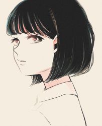 Rule 34 | 1girl, black hair, bob cut, from side, green eyes, highres, looking at viewer, multicolored eyes, original, parted lips, pink eyes, portrait, richard-kun, short hair, solo, upper body