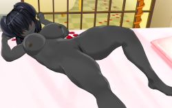Rule 34 | 1girl, 3d, black hair, breasts, custom maid 3d 2, dog, female focus, furry, furry female, hair over eyes, indoors, mimosa211, nipples, nude, pussy, short hair, solo, uncensored