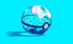 Rule 34 | ball, blue background, blue theme, caustics, creatures (company), dive ball, game freak, nintendo, no humans, poke ball, pokemon, see-through, shadow, simple background, solo, still life, summer, tragic vacance6, water