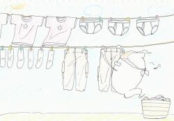 Rule 34 | amano keita, basket, butler, clothes lift, day, level-5, outdoors, pants, shirt, socks, underwear, whisper (youkai watch), youkai watch