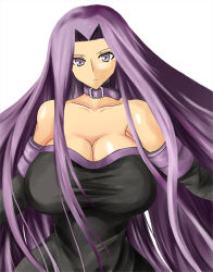 Rule 34 | 00s, 1girl, amano mokuzu, bad id, bad pixiv id, bare shoulders, breasts, choker, cleavage, dress, elbow gloves, fate/hollow ataraxia, fate/stay night, fate (series), gloves, hip focus, huge breasts, long hair, medusa (fate), medusa (rider) (fate), purple eyes, purple hair, seaweeds (pixiv 71763), solo, strapless, strapless dress, type-moon, umino mokuzu (a4 size), very long hair, wide hips