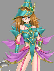 Rule 34 | 1girl, bad id, bad pixiv id, blonde hair, blue eyes, blush, boots, breasts, duel monster, hat, highres, large breasts, long hair, love (pspdspsp), magician&#039;s valkyria, solo, staff, witch hat, yu-gi-oh!, yuu-gi-ou, yu-gi-oh! duel monsters