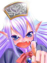 Rule 34 | 00s, 1girl, angry, blush, elf, elvaan, fang, final fantasy, final fantasy xi, looking at viewer, open mouth, pointing, pointy ears, prishe, solo, tears, tori, tori (torinchi)