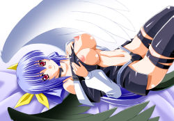 Rule 34 | arc system works, blue hair, breasts, dizzy (guilty gear), guilty gear, kumashiro izuta, large breasts, lying, red eyes, thighhighs, wings