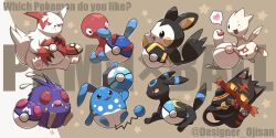 Rule 34 | :d, ;d, alternate color, antennae, arm up, artist name, azumarill, black eyes, blush, blush stickers, brown background, claws, closed mouth, commentary, commentary request, creatures (company), designer ojisan, dive ball, emolga, english commentary, english text, fangs, foongus, frown, game freak, gen 1 pokemon, gen 2 pokemon, gen 3 pokemon, gen 5 pokemon, gen 7 pokemon, great ball, heart, highres, holding, holding poke ball, litten, looking at another, luxury ball, master ball, mixed-language commentary, moon ball, nintendo, no humans, one eye closed, open mouth, pawpads, poke ball, poke ball (basic), pokemon, pokemon (creature), porygon2, premier ball, red eyes, shiny pokemon, simple background, sitting, smile, speech bubble, spoken heart, star (symbol), togetic, twitter username, ultra ball, umbreon, v-shaped eyebrows, venonat, white background, wiglett, yellow eyes, zangoose