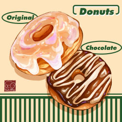 Rule 34 | chocolate doughnut, doughnut, food, food focus, highres, icing, no humans, original, pastry, still life, yuki00yo