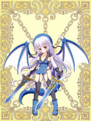 Rule 34 | breasts, dragon tail, dragon wings, dual wielding, holding, large breasts, sword, tail, weapon, white hair, wings, yellow eyes