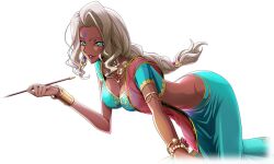 Rule 34 | 1girl, arabian clothes, armlet, artist request, bangle, blonde hair, blue eyes, blue gemstone, blue shirt, blue skirt, bracelet, bracer, braid, breasts, cleavage, code geass, code geass: lost stories, crop top, cropped legs, dark-skinned female, dark skin, earrings, facial mark, female focus, forehead, forehead mark, game cg, gem, gold, gold trim, groin, half-closed eyes, hand up, happy, highres, holding, holding smoking pipe, jewelry, leaning forward, lipstick, long hair, long skirt, looking at viewer, makeup, medium breasts, navel, necklace, non-web source, official art, parted lips, rakshata chawla, red gemstone, red lips, red shawl, see-through, shawl, shirt, short sleeves, sidelocks, simple background, single braid, skirt, smile, smoking pipe, solo, standing, stomach, teeth, transparent background, v-shaped eyebrows