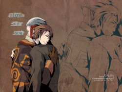 Rule 34 | 10s, 2011, 2boys, alvin (tales), bad id, bad pixiv id, brown background, brown hair, brown theme, character name, coat, copyright name, cover, dated, gilland (tales), hug, jirand, male focus, matsuya29, multicolored hair, multiple boys, red hair, spoilers, tales of (series), tales of xillia, two-tone hair, white hair, zoom layer