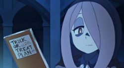 Rule 34 | 10s, 1girl, animated, anime screenshot, book, hair over one eye, light purple hair, little witch academia, long hair, lowres, solo, sucy manbavaran