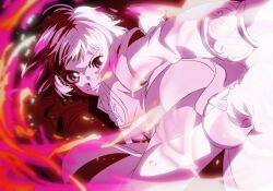 Rule 34 | 1girl, attack, closed mouth, dress, farah oersted, fumiko (mesushi), looking at viewer, monochrome, short hair, skirt, solo, tales of (series), tales of eternia