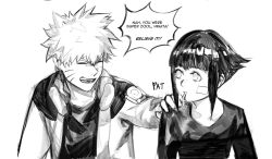 Rule 34 | 1boy, 1girl, :d, bandaid, bandaid on cheek, bandaid on face, closed eyes, comic, eating, english text, facial mark, facing another, food, hand on another&#039;s shoulder, highres, hyuuga hinata, jacket, long sleeves, looking at another, naruto, naruto (series), noodles, open clothes, open jacket, open mouth, shirt, short hair, smile, speech bubble, uzumaki naruto, whisker markings, yourfreakyneighbourh