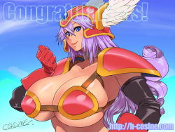 Rule 34 | breasts, chunsoft, cosine, dragon quest, dragon quest iii, english text, enix, gloves, large breasts, purple hair, soldier (dq3)