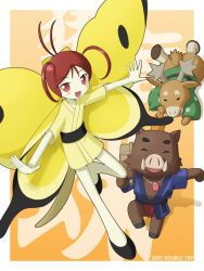 Rule 34 | 00s, 1girl, antenna hair, butterfly wings, chou, chou (kamichu), insect wings, kamichu!, red eyes, red hair, shika, short hair, solo, team happiness, wings