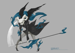 Rule 34 | black wings, death, death (entity), horns, okamaru shikhi, original, scythe, shinigami, skull, solo, wings