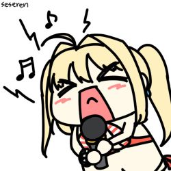 Rule 34 | &gt; &lt;, 1girl, animated, animated gif, bikini, fate/grand order, fate (series), lowres, microphone, nero claudius (fate), nero claudius (fate) (all), nero claudius (swimsuit caster) (fate), open mouth, seseren, swimsuit