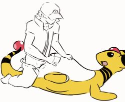 Rule 34 | 1boy, 1girl, ampharos, animated, animated gif, creatures (company), furry, game freak, gen 2 pokemon, hat, hetero, interspecies, nintendo, penis, pokemon, pokemon (creature), sex, simple background, size difference