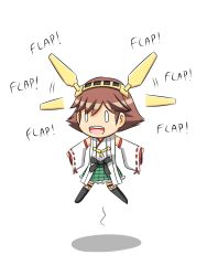 Rule 34 | 10s, 1girl, brown hair, detached sleeves, flapping, hairband, headgear, hiei (kancolle), highres, japanese clothes, kantai collection, lunarisaileron, no legwear, nontraditional miko, open mouth, plaid, plaid skirt, short hair, simple background, skirt, thighhighs