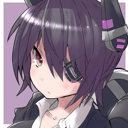 Rule 34 | 10s, 1girl, black hair, blush, brown eyes, eyepatch, headgear, kantai collection, kuromu (underporno), looking at viewer, lowres, portrait, short hair, solo, tenryuu (kancolle)