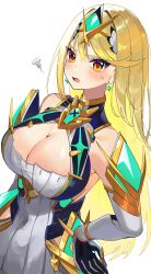 Rule 34 | blonde hair, breasts, cleavage, large breasts, mythra (xenoblade), xenoblade chronicles (series), xenoblade chronicles 2, yasaikakiage, yellow eyes