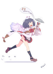 Rule 34 | 1girl, animal ears, black hair, bow, brooch, closed eyes, crying, detached sleeves, fake animal ears, granblue fantasy, hair ornament, hairclip, heart, heart brooch, highres, jewelry, loafers, mouse (animal), open mouth, party popper, running, shoes, sumaki shungo, tears, translation request, vikala (granblue fantasy)