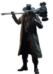 Rule 34 | 1boy, 3d, beard, black gloves, boots, capcom, cigarette, coat, facial hair, full body, gloves, grin, hammer, hat, highres, holding, holding weapon, karl heisenberg, looking at viewer, male focus, official art, oversized object, resident evil, resident evil village, simple background, smile, smoking, solo, sunglasses, weapon, white background