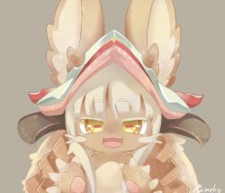 Rule 34 | 10s, artist request, brown eyes, rabbit, furry, grey hair, highres, made in abyss, nanachi (made in abyss), open mouth