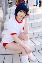 Rule 34 | blue hair, cosplay, gym uniform, katou mari, photo (medium), socks