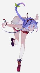 Rule 34 | 1girl, bead bracelet, beads, bent over, black socks, blue hair, boots, bow, bowtie, bracelet, braid, commentary, fake horns, full body, gradient hair, green bow, hair bow, hair flaps, hairband, highres, horns, jewelry, long hair, looking at viewer, meika mikoto, multicolored eyes, multicolored hair, open mouth, outstretched arms, pink hair, red bow, red bowtie, red eyes, red hairband, sailor collar, serious, shirt, simple background, skirt, sleeveless, sleeveless shirt, socks, solo, spread arms, standing, standing on one leg, star-shaped pupils, star (symbol), streaked hair, symbol-shaped pupils, vocaloid, white background, white eyes, white sailor collar, white shirt, white skirt, yodare (3yami8)