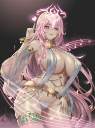 Rule 34 | + +, 1girl, breasts, commission, covered erect nipples, dark background, dungeon and fighter, heart, highres, jewelry, knight (dungeon and fighter), large breasts, long hair, mad kimo, mature female, musical note, pink hair, solo, thick thighs, thighs
