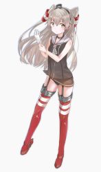 Rule 34 | 10s, 1girl, adjusting clothes, adjusting gloves, amatsukaze (kancolle), black panties, brown eyes, dress, garter straps, gloves, hairband, highres, kantai collection, long hair, panties, remil, sailor dress, silver hair, solo, thighhighs, two side up, underwear