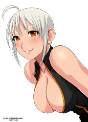 Rule 34 | 1girl, ahoge, breasts, cleavage, large breasts, original, ryu (ryu&#039;s form site), short hair, simple background, solo