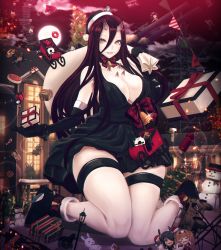 Rule 34 | &gt; &lt;, 3d, absurdres, abyssal ship, airfield princess, battleship princess, bell, black footwear, black hair, black headwear, boots, bow, bowtie, box, breasts, christmas, cleavage, colored skin, custom maid 3d 2, dress, enemy aircraft (kancolle), enemy lifebuoy (kancolle), eyepatch, ffkw, gambier bay (kancolle), gift, gift box, hair between eyes, hat, highres, holding, holding sack, horns, kantai collection, kneeling, large breasts, lips, long hair, mini person, minigirl, moon, multiple girls, night, outdoors, pagoda, pale skin, red eyes, sack, santa hat, sendai (kancolle), sitting, sleigh, snowman, ta-class battleship, tenryuu (kancolle), twintails, white skin