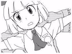 3girls ah-negitorow animated animated_gif battle bouncing_breasts breasts fight kaku_seiga konpaku_youmu lowres miyako_yoshika monochrome multiple_girls short_hair sword touhou ugoira weapon