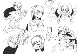 Rule 34 | 1girl, absurdres, ahoge, aiming, aiming at viewer, animal print, bodysuit, breasts, blowing bubbles, cellphone, charm (object), chewing gum, cockpit, controller, cowboy shot, d.va (overwatch), explosion, expressions, facepaint, facial mark, greyscale, grin, gun, handgun, headphones, heart, high collar, highres, holding, holding gun, holding weapon, joystick, leg up, long hair, looking at viewer, looking to the side, lying, mecha, medium breasts, meka (overwatch), monochrome, multiple views, on back, one eye closed, open mouth, overwatch, overwatch 1, phone, pilot suit, piloting, pistol, portrait, rabbit print, ribbed bodysuit, robot, selfie, shoulder pads, simple background, sketch, skin tight, smartphone, smile, smirk, swept bangs, taking picture, upper body, v, weapon, whisker markings, white background, xiaobang