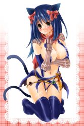 Rule 34 | 1girl, alternate color, animal ears, arm under breasts, assassin cross (ragnarok online), blue cape, blue gloves, blue hair, blue leotard, blue thighhighs, blush, bow, breasts, brown eyes, bukkake, cape, cat ears, commentary request, covered erect nipples, cum, cum on body, cum on breasts, cum on upper body, elbow gloves, facial, fingerless gloves, full body, gloves, hair between eyes, hair bow, kainohito, large breasts, leotard, long hair, looking to the side, navel, open mouth, partially fingerless gloves, plaid, plaid background, ragnarok online, red bow, red scarf, scarf, solo, thighhighs, torn cape, torn clothes, torn scarf, waist cape, white background