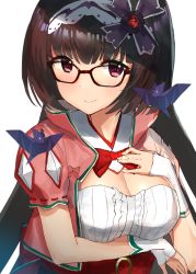 Rule 34 | 1girl, akamizuki (akmzk), bad id, bad pixiv id, bat (animal), black hair, blush, breasts, brown hair, fate/grand order, fate (series), fingerless gloves, glasses, gloves, hairband, long hair, looking at viewer, low twintails, origami, osakabehime (fate), purple eyes, simple background, sketch, smile, solo, twintails, very long hair, white background