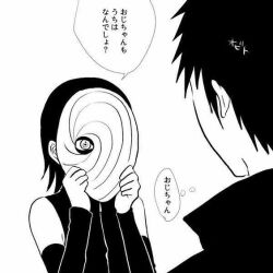 Rule 34 | 1boy, 1girl, boruto: naruto next generations, detached sleeves, japanese text, looking at another, mask, monochrome, naruto (series), naruto shippuuden, sharingan, sleeves past wrists, speech bubble, spiked hair, thought bubble, translated, uchiha obito, uchiha sarada, uncle and niece
