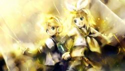 Rule 34 | 1boy, belt, blonde hair, brother and sister, kagamine len, kagamine rin, kei (keigarou), lowres, ribbon, siblings, twins, vocaloid