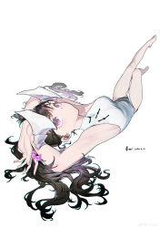 Rule 34 | 1girl, absurdres, alver, armpits, arms behind head, artist name, barefoot, between thighs, black hair, breasts, china dress, chinese clothes, chromatic aberration, commentary, dated, dot mouth, dress, foreshortening, hair spread out, highres, horns, legs, long hair, looking at viewer, lying, nail polish, on back, original, pelvic curtain, pink nails, purple eyes, side slit, sideboob, simple background, solo, thighs, toenail polish, toenails, turtleneck, turtleneck dress, weibo logo, weibo watermark, white background, white dress, white horns