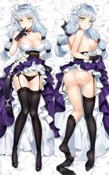 Rule 34 | 1girl, alternate costume, ass, bed sheet, black footwear, black panties, black thighhighs, blunt bangs, blush, breasts, censored, censored nipples, choker, cleavage, clothes lift, clothes pull, dakimakura (medium), dress, dress lift, dress pull, facial mark, finger to mouth, flower, from above, gijang, girls&#039; frontline, gloves, green eyes, hair flower, hair ornament, hairband, heart, heart censor, high heels, hk416 (girls&#039; frontline), hk416 (starry cocoon) (girls&#039; frontline), jewelry, large breasts, layered dress, long hair, looking at viewer, looking back, low twintails, lying, medium breasts, multi-tied hair, multiple views, necklace, no panties, official alternate costume, on back, on stomach, panties, sheet grab, silver hair, strapless, strapless dress, teardrop, thighhighs, thighhighs pull, twintails, underwear, very long hair, white hairband