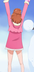 Rule 34 | 1girl, arms up, from behind, go! princess precure, haruno haruka, haruyama kazunori, precure, red hair, short hair, solo
