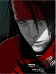 Rule 34 | 1990s (style), 1boy, artist request, black hair, final fantasy, final fantasy vii, looking at viewer, male focus, red eyes, solo, vincent valentine