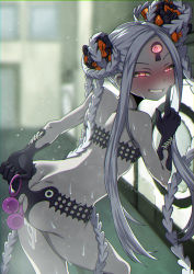 Rule 34 | 1girl, abigail williams (fate), abigail williams (swimsuit foreigner) (fate), absurdres, anal, anal beads, anal object insertion, ass, back, backlighting, bare shoulders, bent over, bikini, black bikini, black bow, blush, bow, breasts, colored skin, double bun, fate/grand order, fate (series), forehead, glowing, glowing eyes, grin, hair bun, highres, index finger raised, keyhole, long hair, looking back, mioshi (vixis340), multiple bows, object insertion, orange bow, parted bangs, red eyes, sex toy, sidelocks, small breasts, smile, solo, sweat, swimsuit, thighs, third eye, very long hair, white hair, white skin
