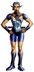 Rule 34 | 1girl, absurdres, breasts, female focus, full body, hands on own hips, highres, impa, leotard, nintendo, official art, simple background, solo, standing, the legend of zelda, the legend of zelda: ocarina of time, white background